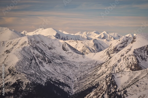 Winter mountain landscape. Snowy morning in the Polish Tatra Mountians. © shadowmoon30