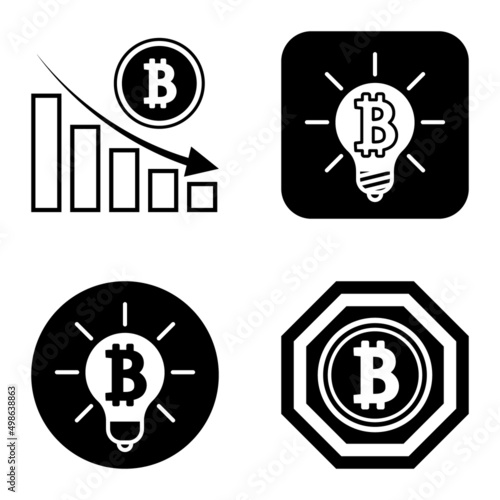 Bitcoins1-2 Flat Icon Set Isolated On White Background