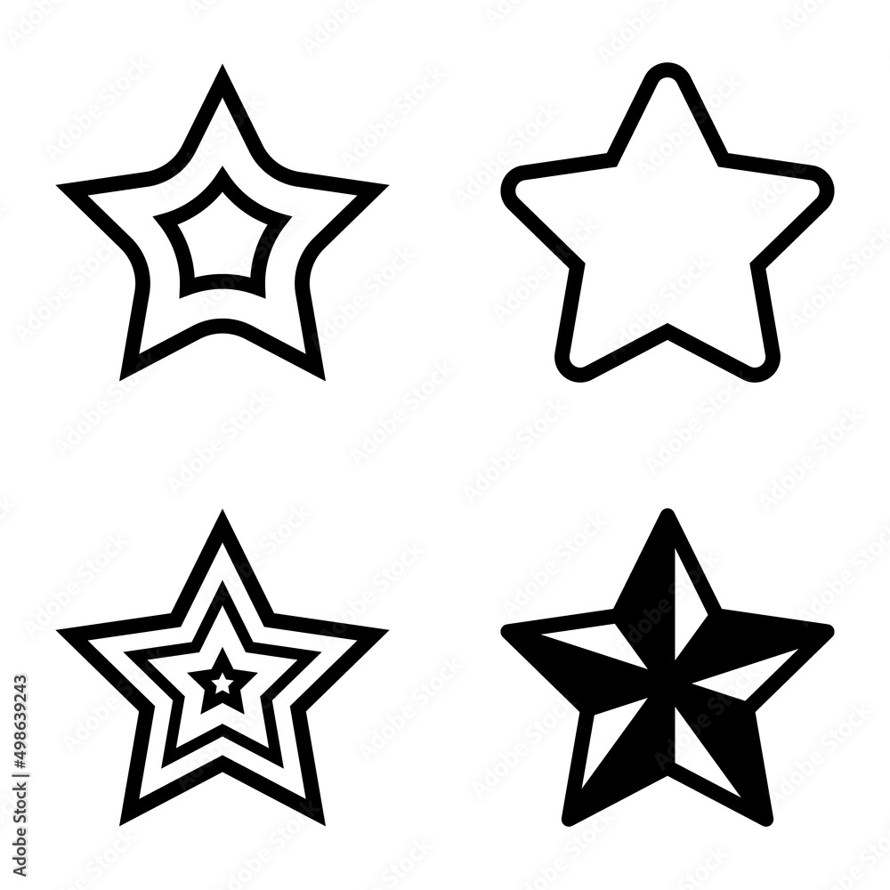 Stars Flat Icon Set Isolated On White Background Stars Flat Icon Set Isolated On White Background