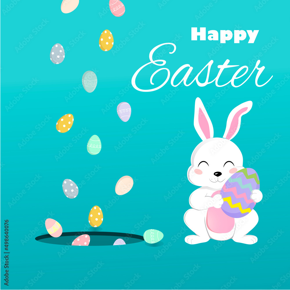 easter rabbit, bunny and eggs illustration easter rabbit, bunny and eggs illustration