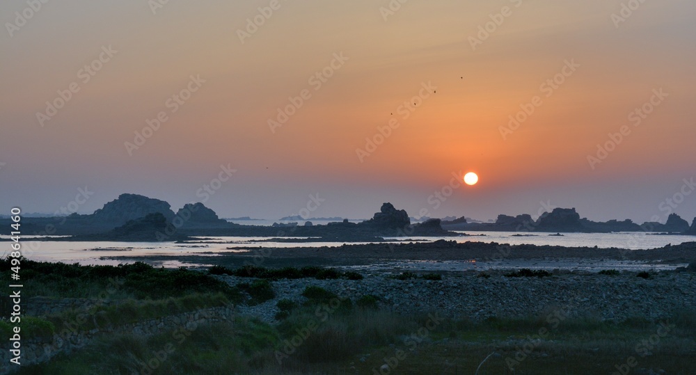 sunset at Plougrescant in Brittany-France