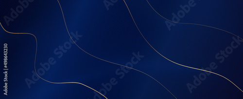 Luxury abstract background design with diagonal dark blue and gold line pattern. Vector horizontal template for business banner,  formal invitation, prestigious voucher, premium card, gift certificate
