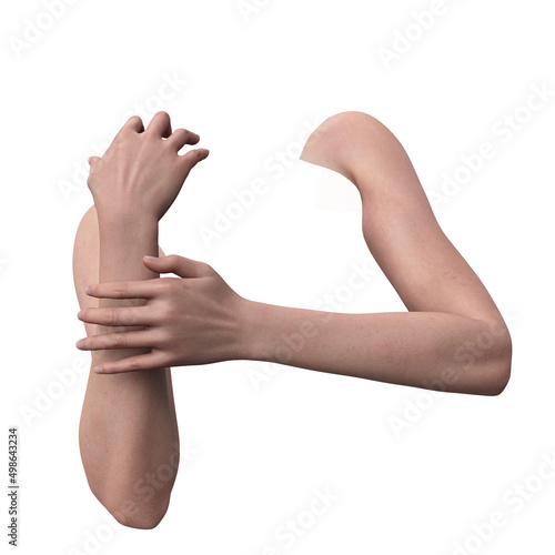 Isolated hand gestures, 3D Illustration, 3D Rendering