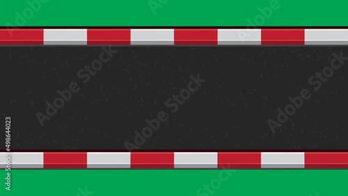 Sidewalk with red and white curb blank frame. Vector Illustration