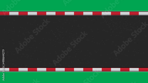Sidewalk with red and white curb blank frame. Vector Illustration