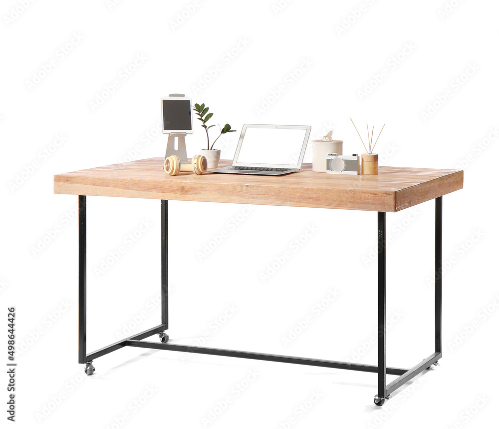 Modern workplace on white background Modern workplace on white background