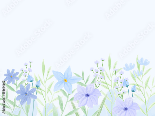watercolor pretty blue floral background © byherline
