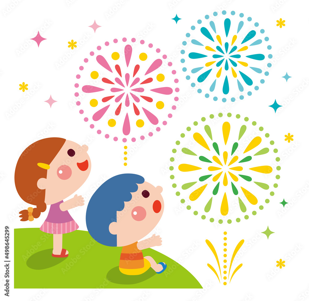 花火を観る子どもたち 花火を観る子どもたち