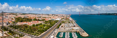 Aerial drone Panoramic view of Lisbon Portugal in summer