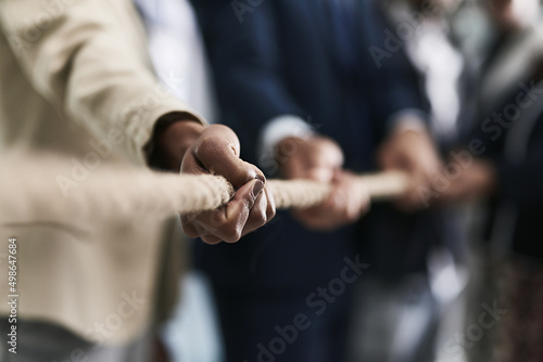 Billede på lærred Working together to rope in success