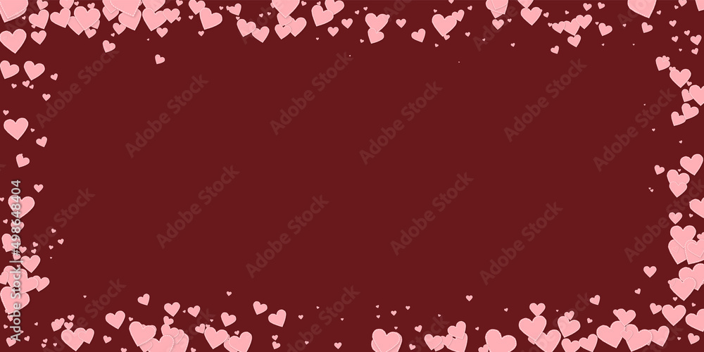 Pink heart love confettis. Valentine's day frame g Pink heart love confettis. Valentine's day frame g