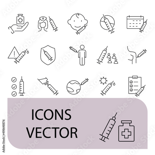 Vaccination icons set . Vaccination pack symbol vector elements for infographic web