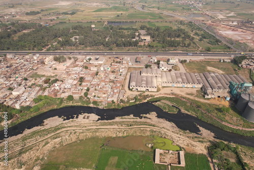 An Industrial and Residential Combined Town of Kala Shah Kako Punjab Pakistan, Drone Footage  photo