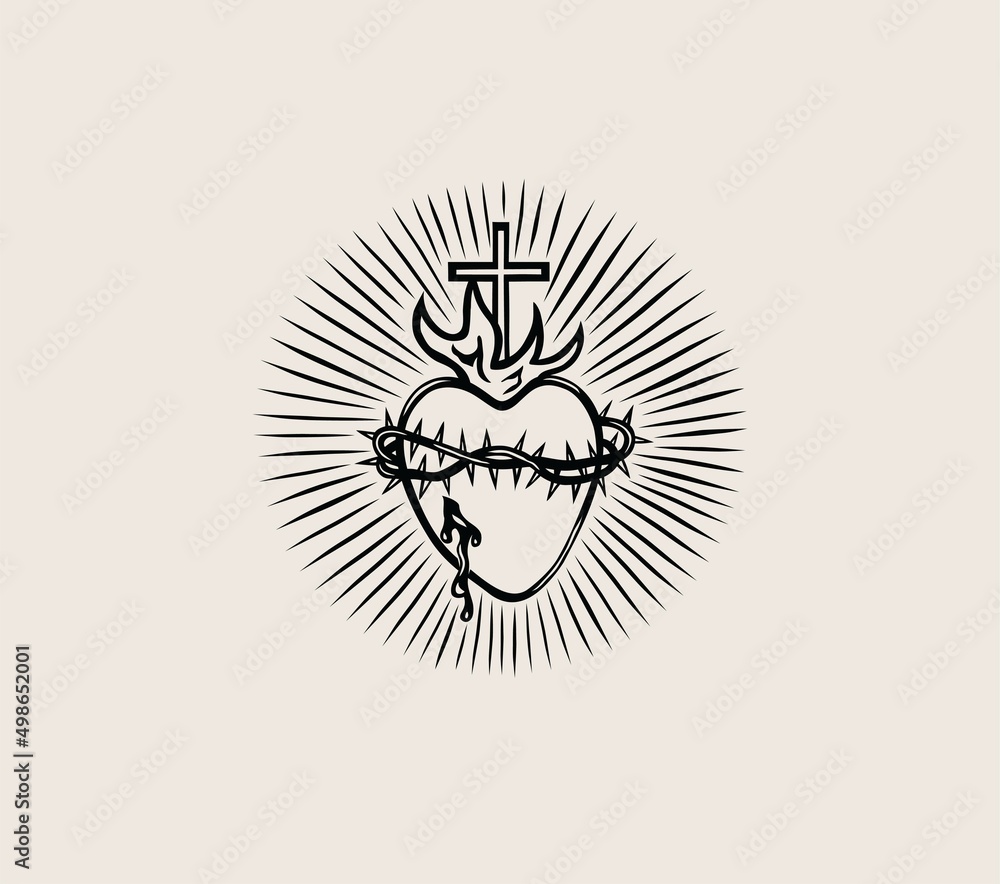 Obraz premium Sacred Heart of Jesus Icon, art vector design