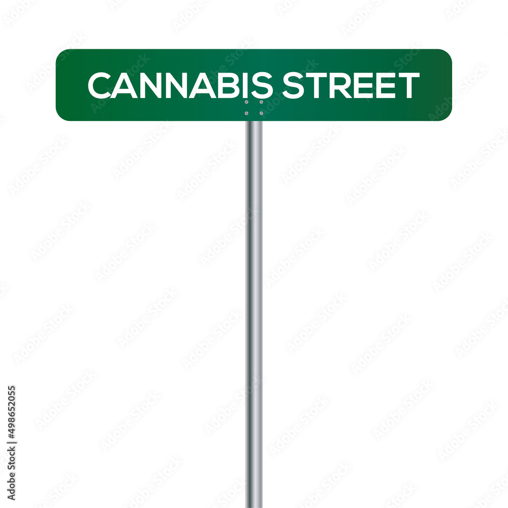 Cannabis Street Street Sign on white background Cannabis Street Street Sign on white background