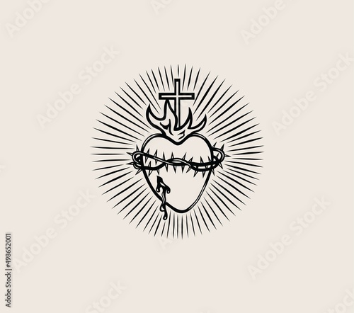 Sacred Heart of Jesus Icon, art vector design
