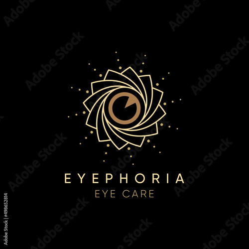 eyephoria eye care logo, creative luxury eye with line flower  vector