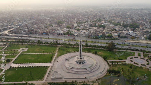 Yaad Gaar Minar-e-Pakistan of Lahore Pakistan, (drone's Footage photo