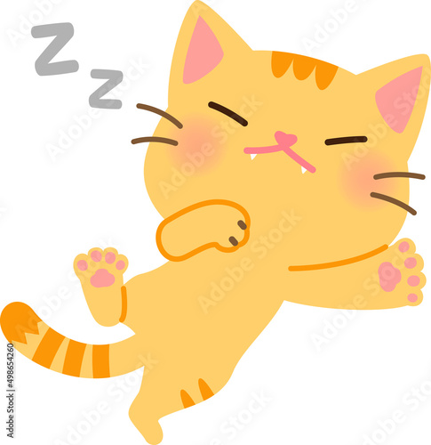 仰向けで熟睡するトラ猫