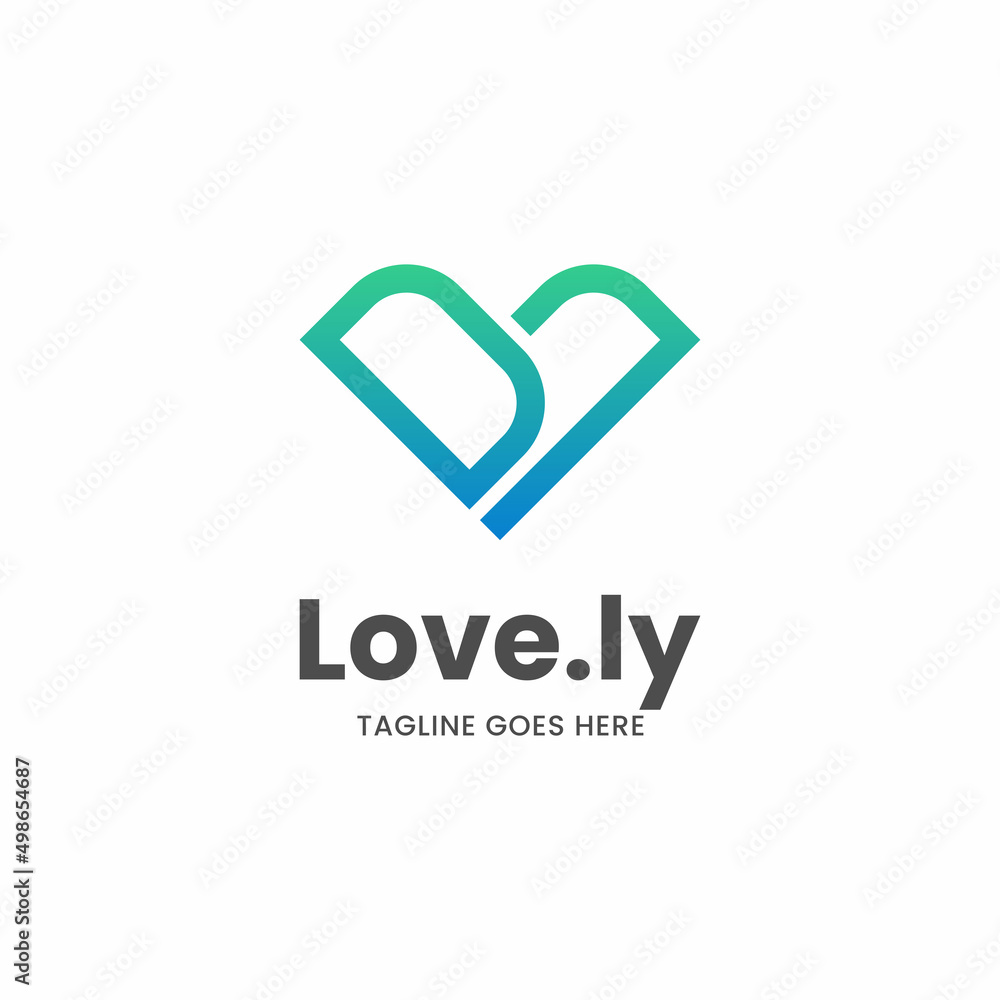 Vector Logo Illustration Love Line Art Gradient Style. Vector Logo Illustration Love Line Art Gradient Style.