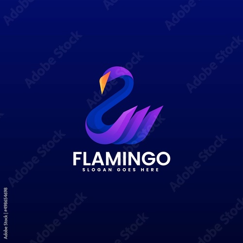 Fototapeta Naklejka Na Ścianę i Meble -  Vector Logo Illustration Flamingo Gradient Colorful Style.