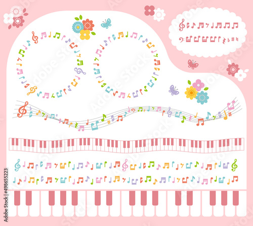 発表会などに使える音符フレームやライン素材