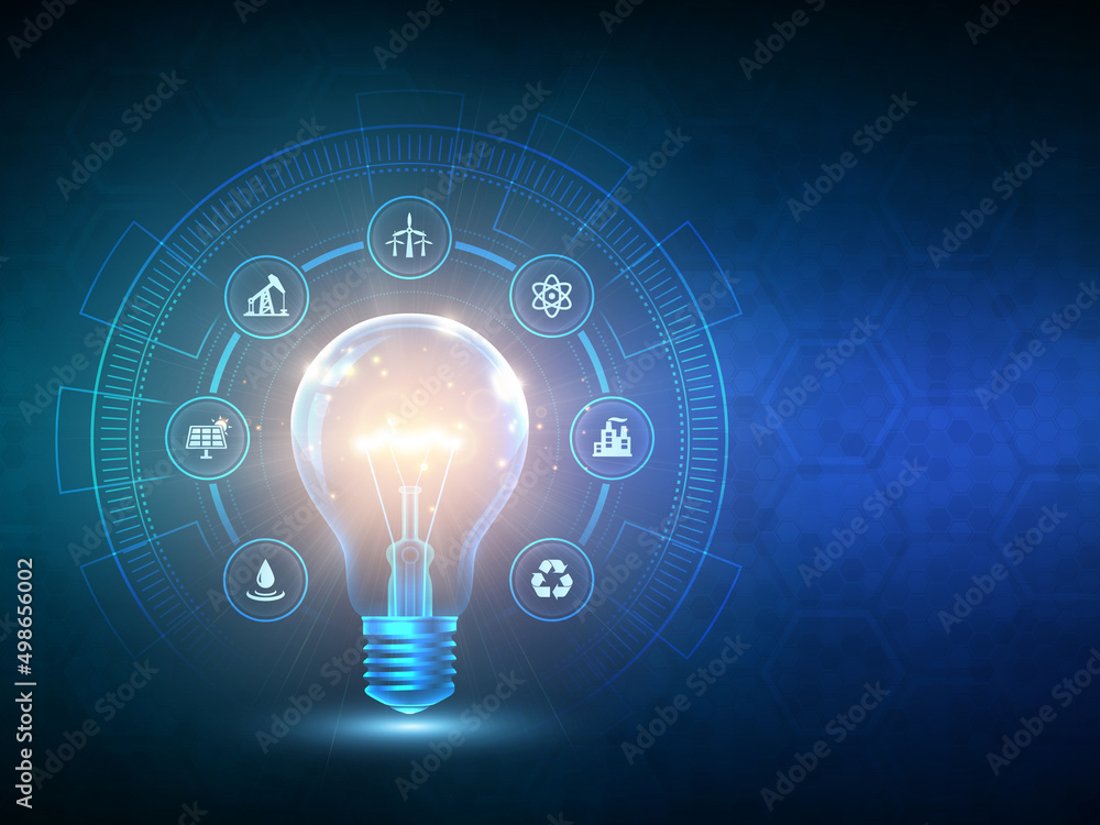 2d illustration bulb future technology, innovation background, creative idea concept 2d illustration bulb future technology, innovation background, creative idea concept