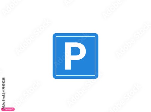 Park icon sign, road symbol. Parking public icon street place.