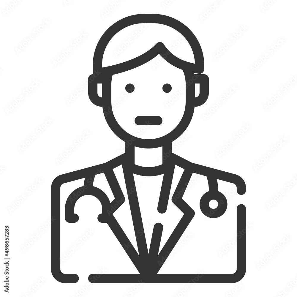 Simple doctor outline icon, specialist and repair small shadow monotone color on the white background Simple doctor outline icon, specialist and repair small shadow monotone color on the white background