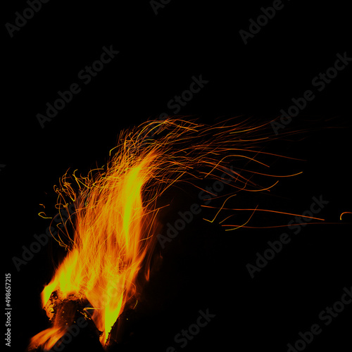 fire in a black background