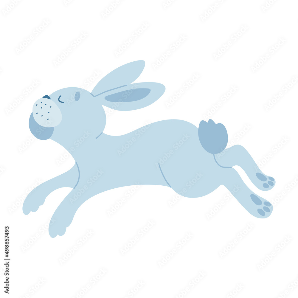 Funny Easter cartoon rabbit character. Bunny blue on a white background. For the design of children's parties, postcards, prints on T-shirts, etc. Symbol 2023.Vector illustration. Funny Easter cartoon rabbit character. Bunny blue on a white background. For the design of children's parties, postcards, prints on T-shirts, etc. Symbol 2023.Vector illustration.