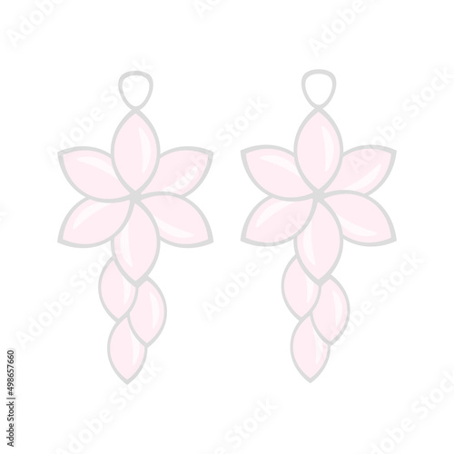 ピンクの花の形をしたイヤリングのイラスト