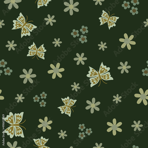 Green butterfly seamless vector pattern © Molly's Motifs