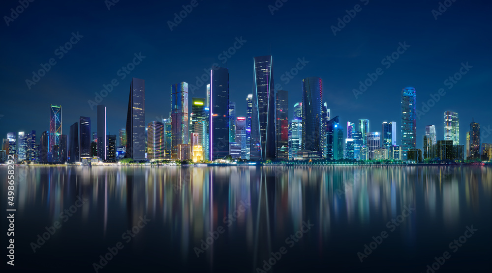 Fototapeta premium Beautiful cityscape skyline night view