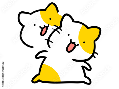 激しく頷くかわいいねこのキャラクターの手書き風イラスト