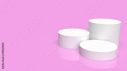 The white podium on pink background for present or advertising concept 3d rendering