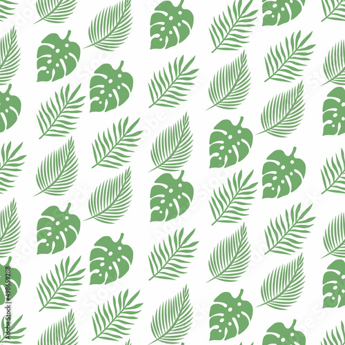 Tropical Animals and Leaves seamless pattern