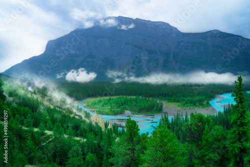 Stunning Canadian Mountain Valley In Rockies Cloudy Day