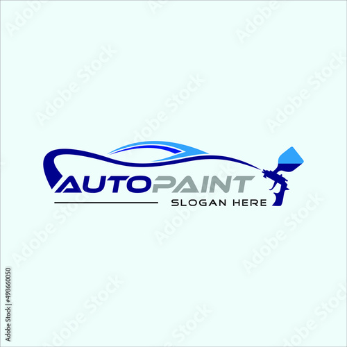 Auto paint service logo design with abstract sport car template