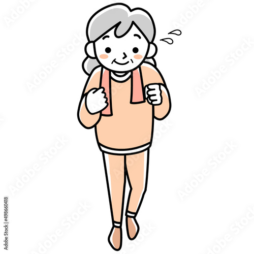 運動するシニア女性