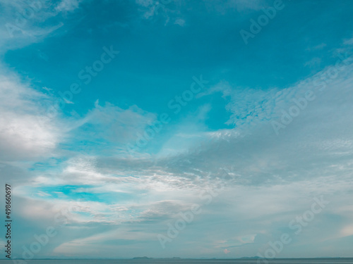 clouds and blue sky landscape nature background. white cloudy weather. summer fluffy clouds covered bright sunlight in spring season moisture in the air. wide space in the atmosphere.