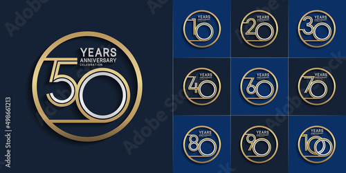 set of anniversary premium collection silver and gold color can be use for celebration event