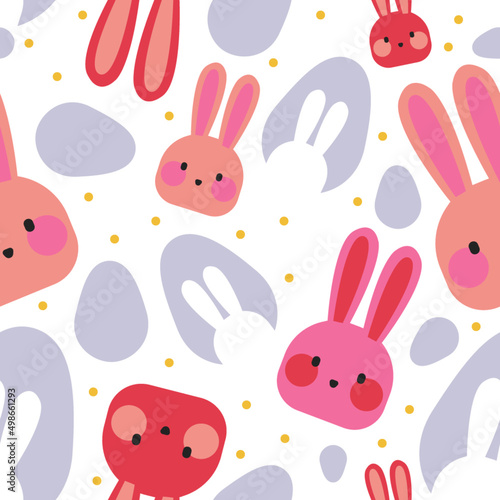 seamless pattern with easter bunnies vector illustration spring