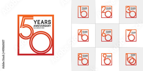 set of anniversary premium collection black and orange color can be use for celebration event