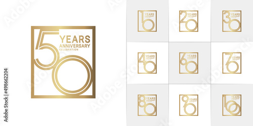 set of anniversary premium collection golden color can be use for celebration event