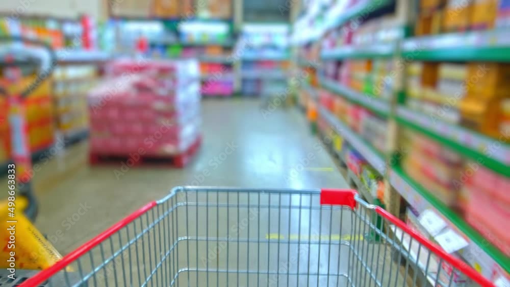 4K : Time lapse of shopping cart moving through supermarket. Various Items and Convenience Food. Hyperlapse in supermarket
4K : Time lapse of shopping cart moving through supermarket. Various Items and Convenience Food. Hyperlapse in supermarket