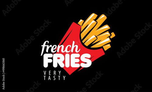 Vector illustration of French fries on a black background