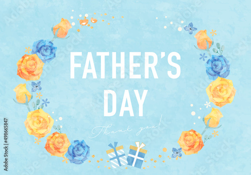 父の日のバラの花とプレゼントのベクターイラスト背景(art,flower,bloom,father,dad,daddy,card,celebration,wedding)