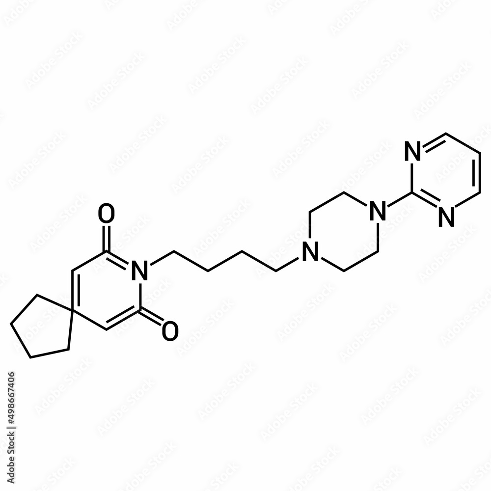 chemical structure of Buspirone (C21H31N5O2) chemical structure of Buspirone (C21H31N5O2)