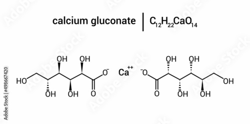 chemical structure of Calcium gluconate (C12H22CaO14)